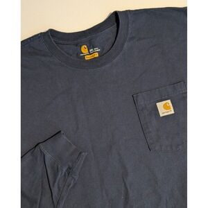 NWOT Carhartt Men's 2XL Tall Navy Blue Long Sleeve Pocket Tee Original Fit NICE!